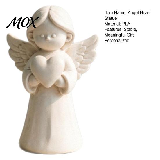 Tabletop Ornament for Photography 3D Printed Angel Heart Statue, White Resin Praying Figurine Unique Anniversary Gift Friends Living Room Bedroom,
