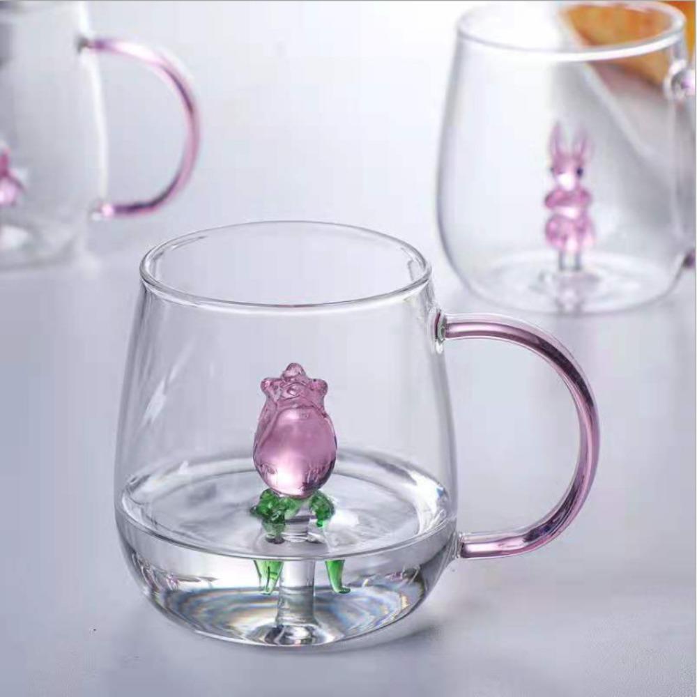 Cartoon Glass High Temperature Resistant Borosilicate Glass Household Transparent High Value Animal Water Cup