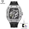 FAIRWHALE 6870 Automatic Movement Mechanical Watch For Men 3D Great Wall Dial Sports Waterproof Tonneau Mens Watch Reloj Hombre