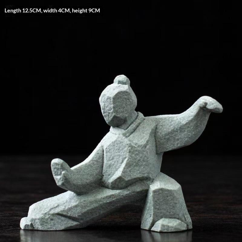 1Pcs Landscape Decoration Crafts New Chinese Martial Arts Figure Kung Fu Home Desktop Tea Table Creative Ornaments