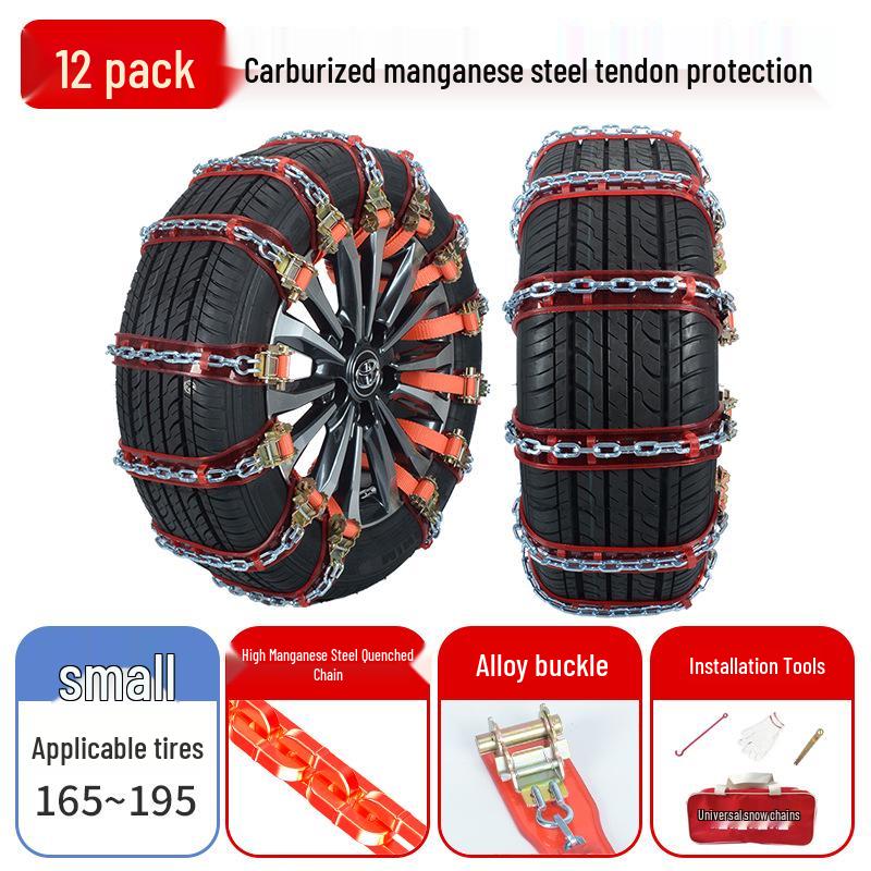 Manganese Steel & Tendon Full Protection Anti-skid Tire Chains for Cars, SUVs, Pickups, Sedans & Off-Road Vehicles