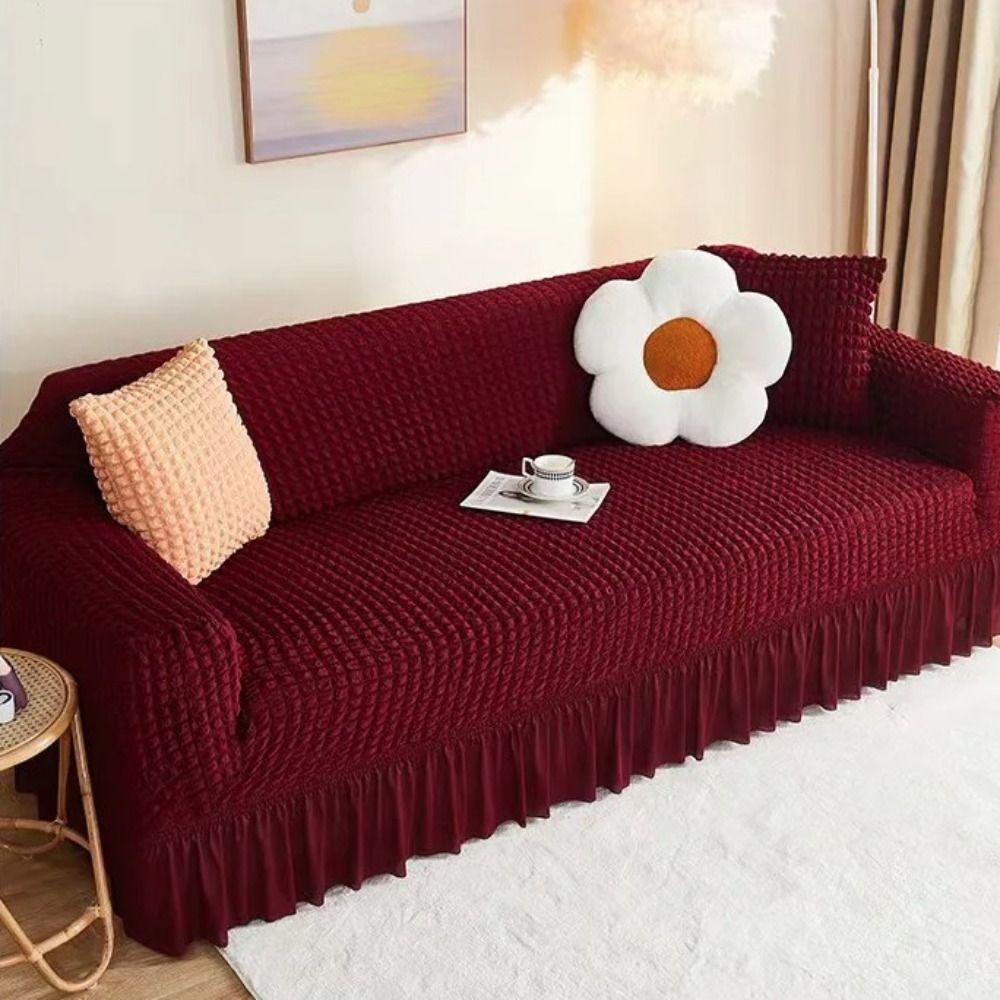 1/2/3/4 Seater Seersucker Grid Sofa Cover Dirt-resistant Sofa Slipcover Sofa Protecter  Living Room