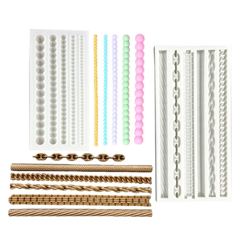 Elegant Braided Rope Or Pearls Chain Silicone Cake Border Decors Molds For Decorating Birthday Wedding Cakes And Dessert