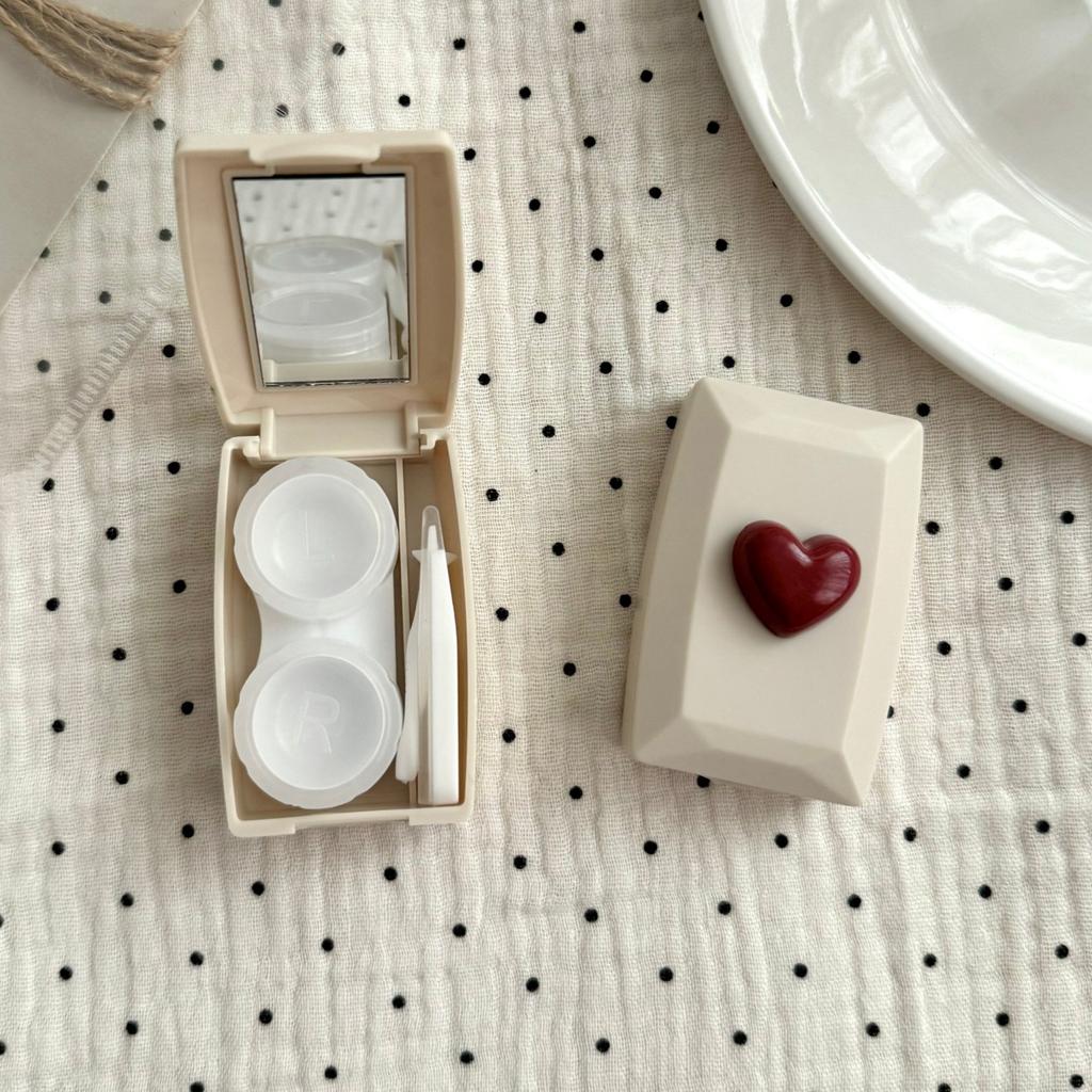 Custodia in Plastica per Lenti a Contatto per Donna Ragazza Mini Scatola per Lenti a Contatto con Specchio Stile Retrò Scatola per Lenti Scatola per la Cura da Viaggio Outdoor Regalo