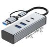 4 Port USB 3.2 Hub with USB C Port 10Gbps Data Transfer Wide Compatibility for Laptops Tablets Smartphones and More