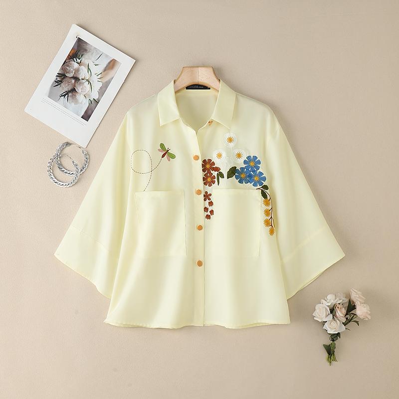 ZANZEA Women Casual Turn Down Collar Loose 3/4 Sleeve Floral Blouse