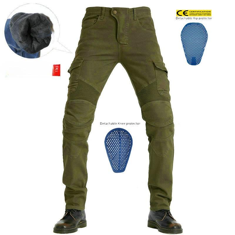 Новый продукт Мужские зимние джинсы для мотоцикла с флисовой подкладкой Велосипедные брюки Многокарманные мотоциклетные брюки-карго Силиконовый протектор XXS