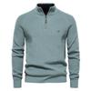 Pull décontracté polyvalent pour homme, à manches longues, demi-fermeture éclair, col montant, couleur unie, pour le printemps et l'automne