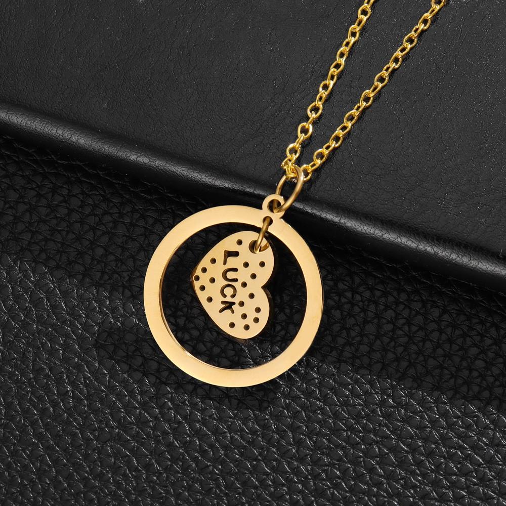 

Мода Простая Любовь Удача Романтическое Ожерелье Из Нержавеющей Стали Панк Стиль Полое Ожерелье Популярный Подарок Паре Праздник G золотой