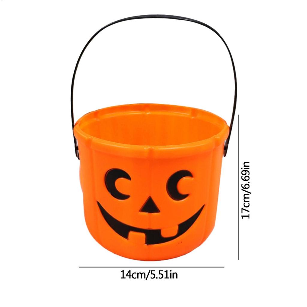 Halloween Bucket Candy Basket Pumpkin Pails Pumpkin Face Halloween Trick Treat Bucket Portable Candy Basket or Halloween Candy