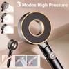 High Pressure Shower Head 3 Modes Adjustable Water Saving Spray Nozzle One Key Stop Water Black Showerhead Bathroom Accessories