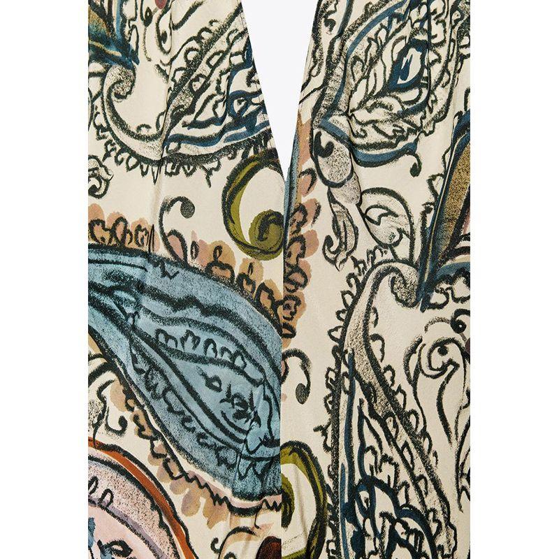 Summer Women's Viscose Textile V-Shaped Neckline A- line Hem Print Hanging Collar Dress 3126145