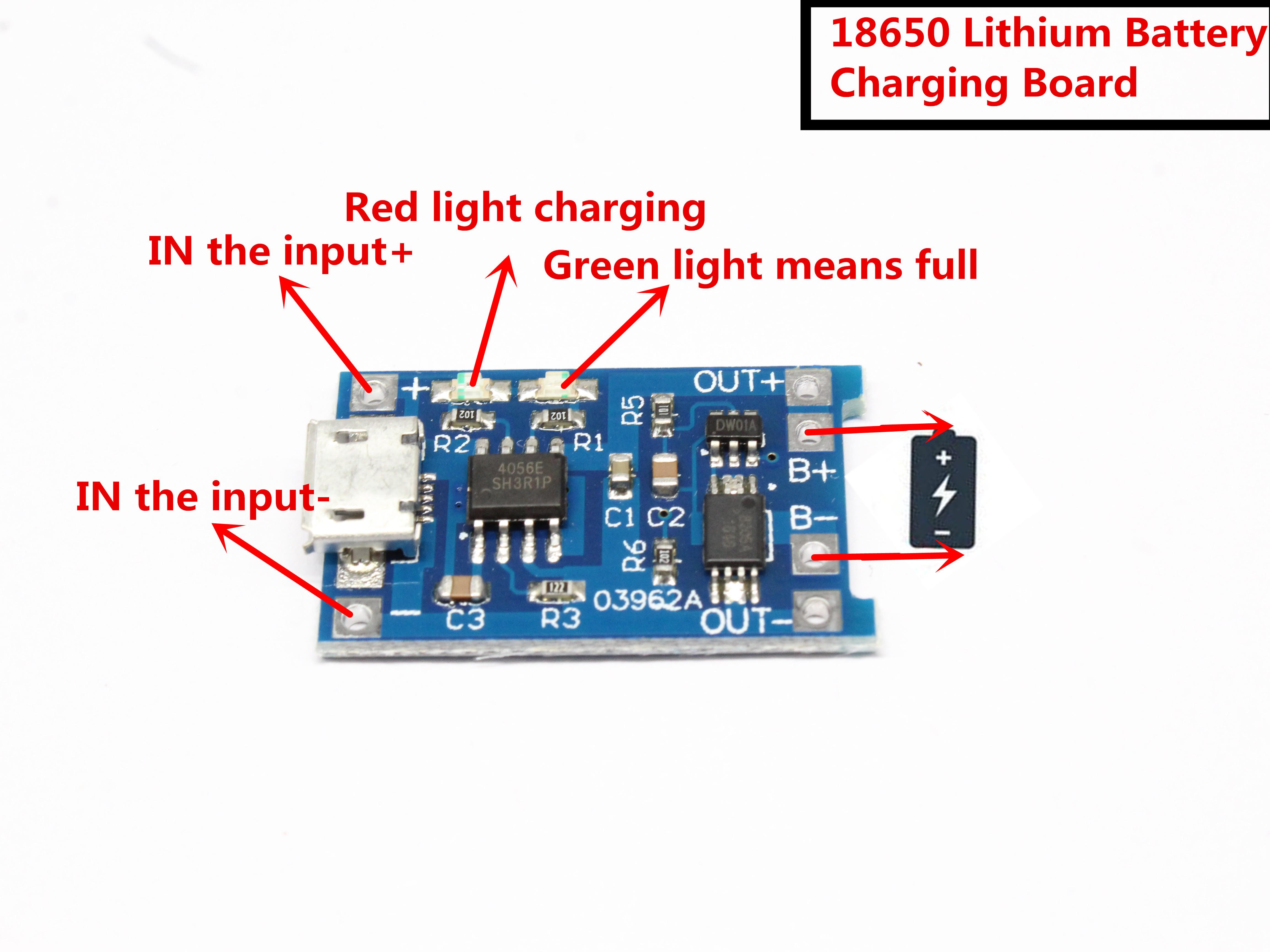 

1 шт. Micro USB 5V 1A 18650 TP4056 Літієва батарея Модуль зарядки Плата зарядки із подвійним захистом 1A Li-ion 1PC