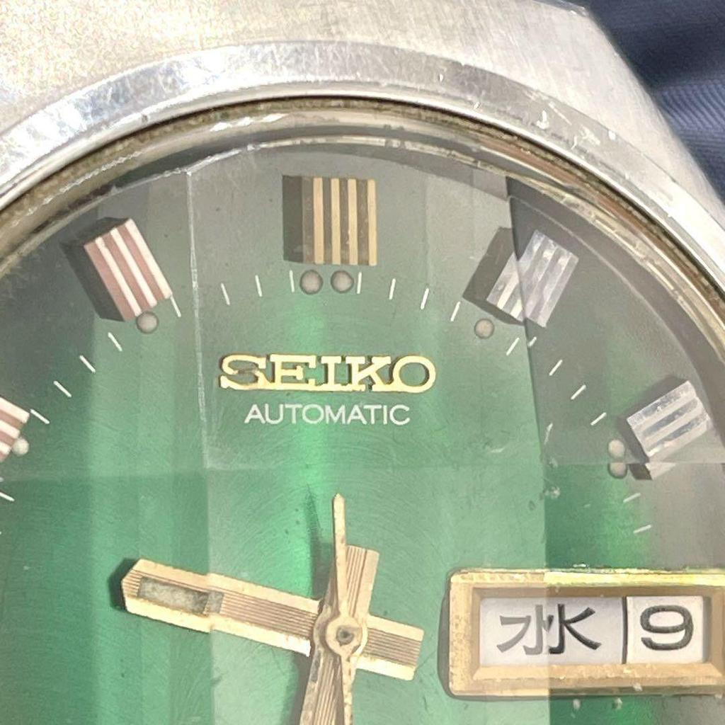 Used [Working Item] SEIKO Roadmatic Automatic Cut Glass 5606-7300 Seiko Watch Green Dial Vintage