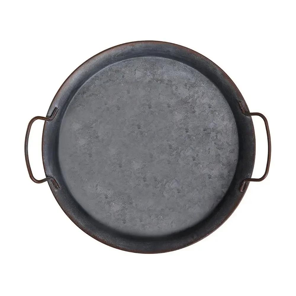 

Винтажный железный поднос для хлеба с ручкой Круглая металлическая тарелка для подачи еды Домашний декор Кухонная посуда Реквизит для фото