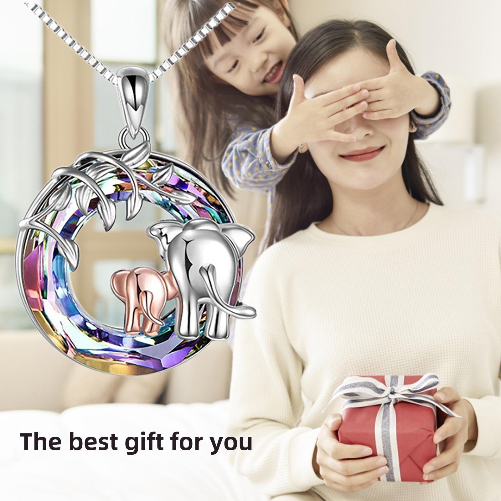 

(SU)Ожерелье со слоном для мамы и ребенка для женщин, ожерелье с сердечком, ювелирные изделия для мамы и дочки, семейные ювелирные изделия, подарок