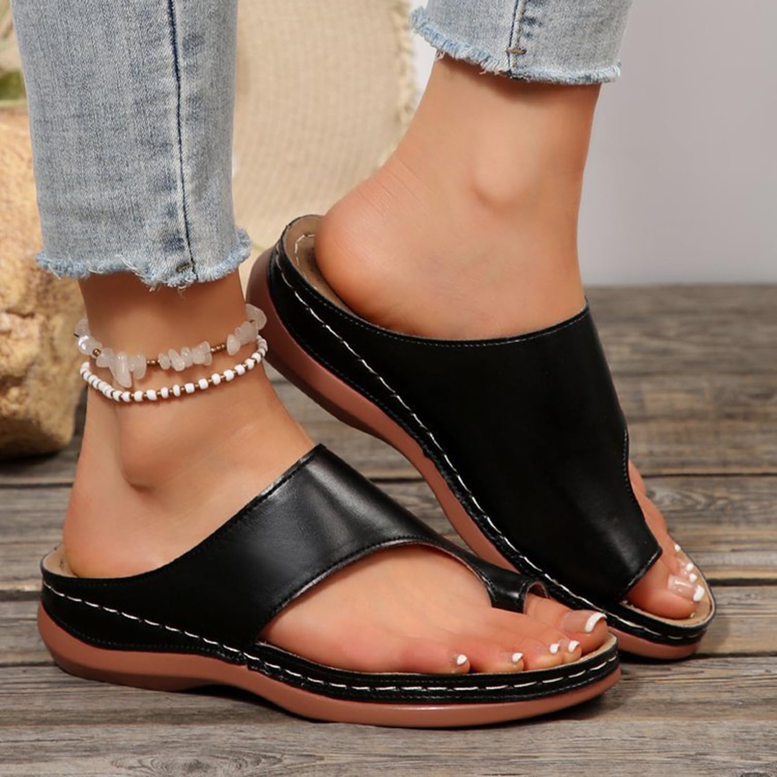 

Ladies casual leather thick bottom sponge cake thick and cool mop 36 чёрный