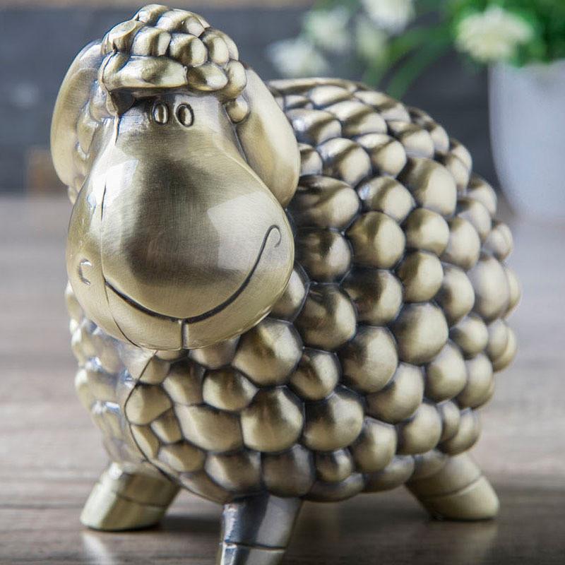 Kinderspardose Metallhandwerk Schaf Münzen sparen Sparschwein Kind Geschenke Sparschwein Persönlichkeit Niedlich Tierkreiszeichen Zuhause Geldkassetten