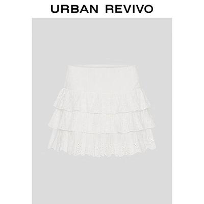 UR2026 Women's Embroidered Tiered Mini Skirt