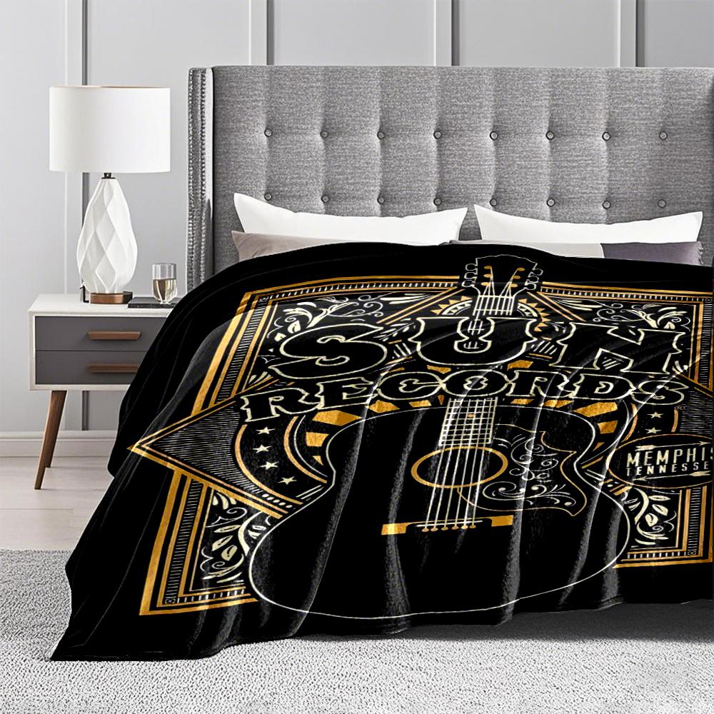 Vintage Sun Records Guitar Printed blanket Decorative Floor blanket blanket, suitable for use in the bedroom, living room, on the sofa