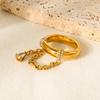 New Arrival Luxury Jewelry 18K Gold Plated Waterproof Stainless Steel Tassel Clear Cubic Zircon Stacking Finger Ring for Women