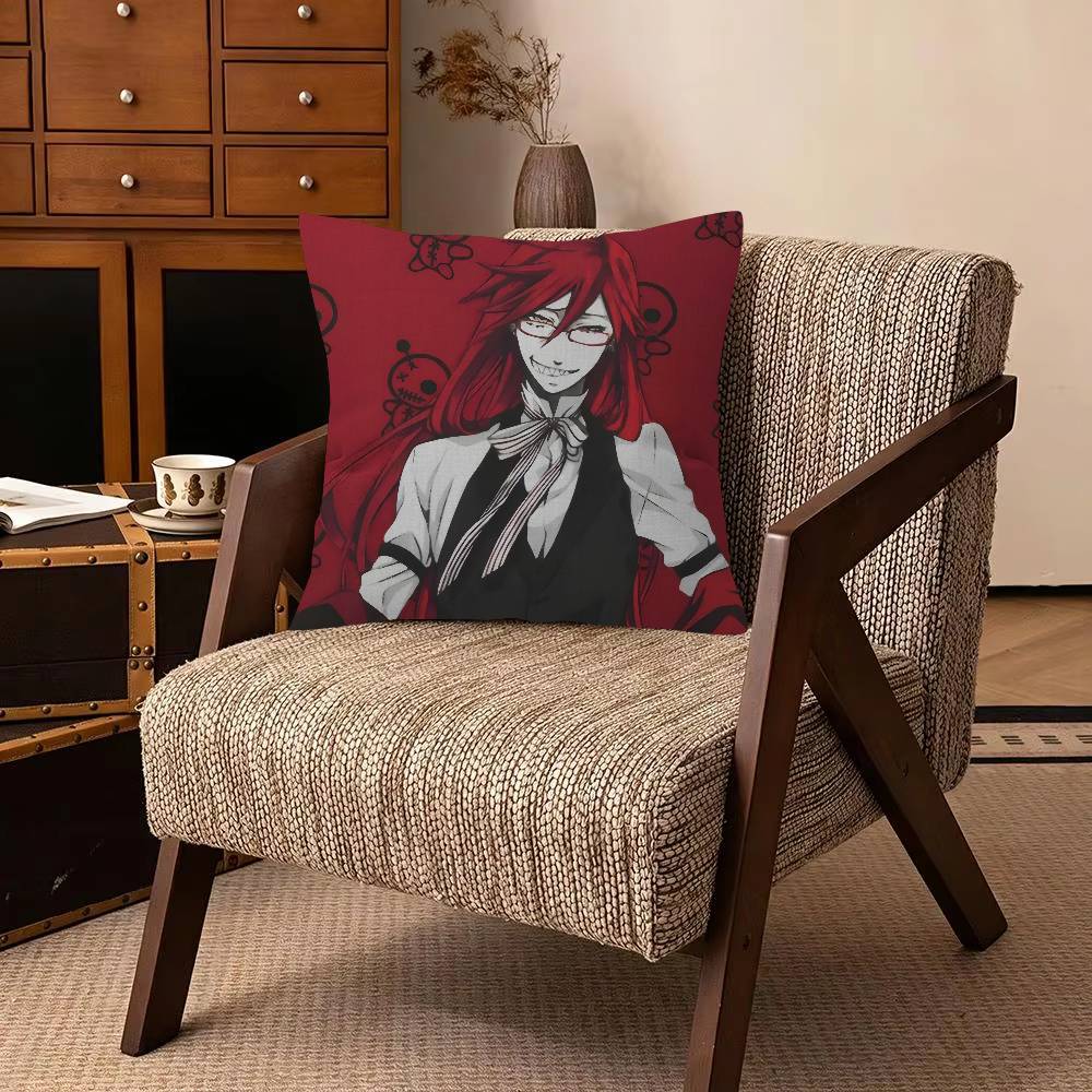 Manga BBlack BButler   Decorative Polyester Throw Pillow Cover Square Suitable for Home Office Coffee Shop Decor