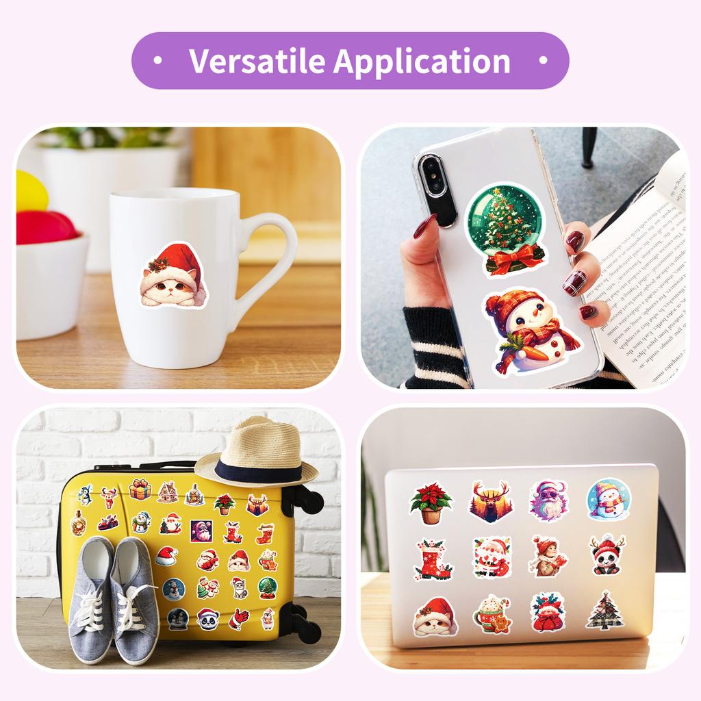 50 PCS Christmas Cartoon Stickers - Fairytale Holiday Decals for Tablets, Mugs, Gifts