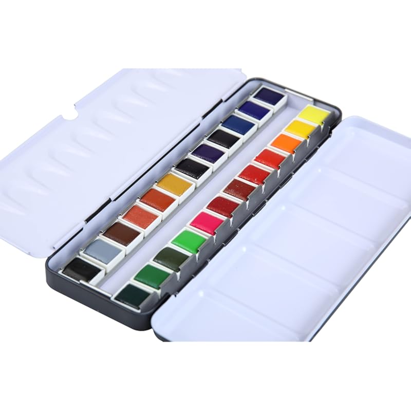 Brustro Artists Professional Watercolour Half Pan Set Of 24