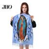 Versatile Silk Scarf Virgin Mary Shawl Soft Cashmere Warm Wrap Luxury Comfort Tassel Scarves Winter Lightweight Blanket Religious Accessory Fine Weave