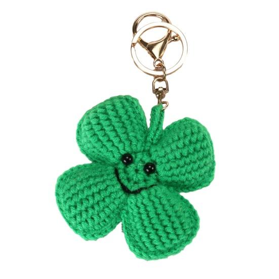 

Knitted Pendant Rainbow Color Heart Flower Shape Crochet Keychain Soft Cotton Thread Handmade Bag Charm Car Keys Backpack Accessory F