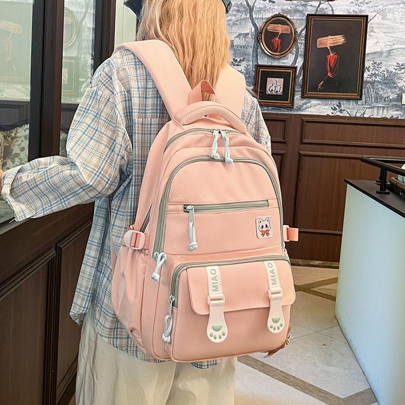 Korean Version Ins College Style High-value Junior High School Student Backpack Female Sweet Candy Color Girl Burden Reduction Student Schoolbag