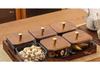 Luxury Glass Walnut Fruit & Snack Plate with Candy Compartments for Living Room Coffee Table