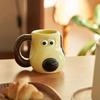 En 520 ml stor keramisk mugg med tassavtryck, tecknad kreativ kaffekopp, kontorsdrickskopp, hushållskopp, lämplig för barn