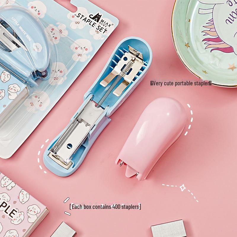 Compact Cute Student Stapler Set - Small Size for Test Papers and Office Supplies
