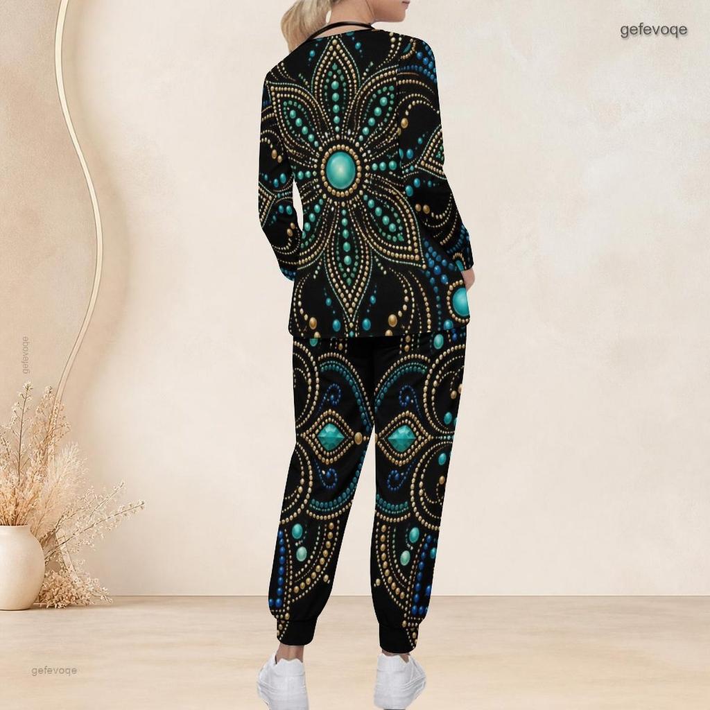 Women Plus Size Pink Purple Printed Nurse Scrub Set V Neck Long Sleeve Pocket Top And Long Pants
