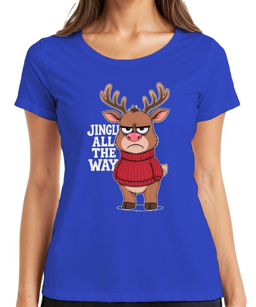 Jingle All The Way Funny Reindeer Christmas Sarcastic Retro Ladies TShirt