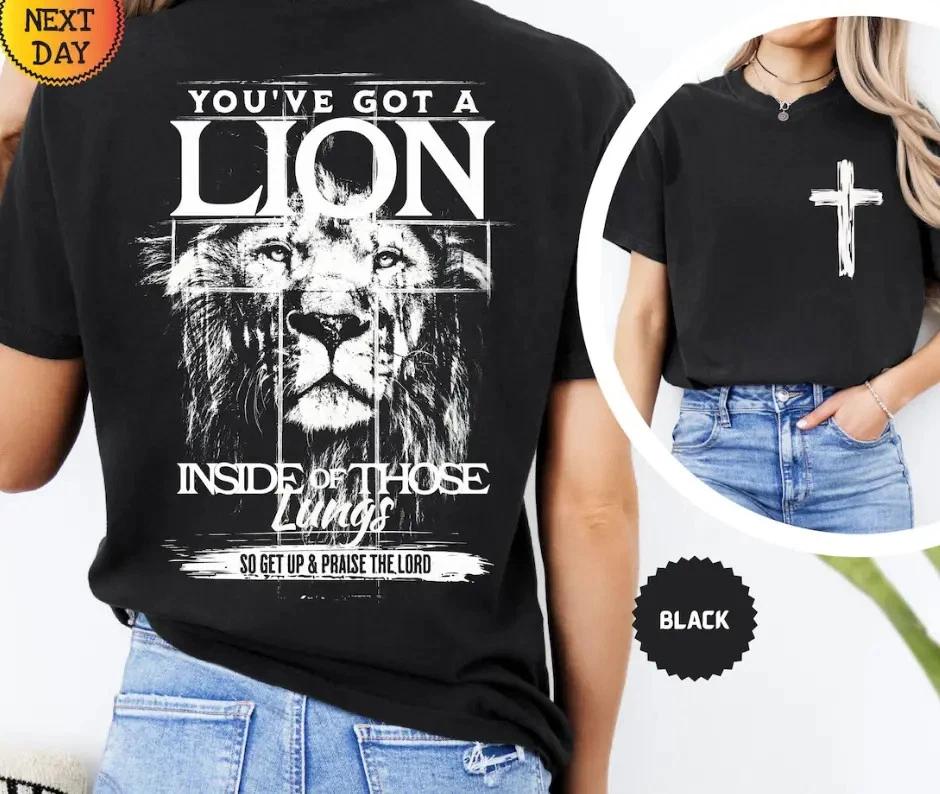 Lion Lungs Christian T- Shirt Vintage Oversized Faith Graphic Tee L