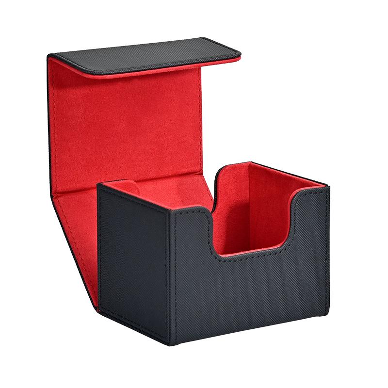 Card Deck Box PU Leather, Holds 100 Sleeved Cards Storage Case, Strong Magnetic Closure for TCG MTG Pokemon