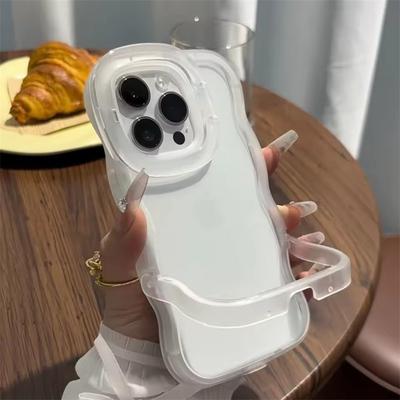 Luxury Transparent Stand Holder Phone Case For iPhone 11 12 13 14 15 16 Pro Max Shockproof Bumper Back Cover