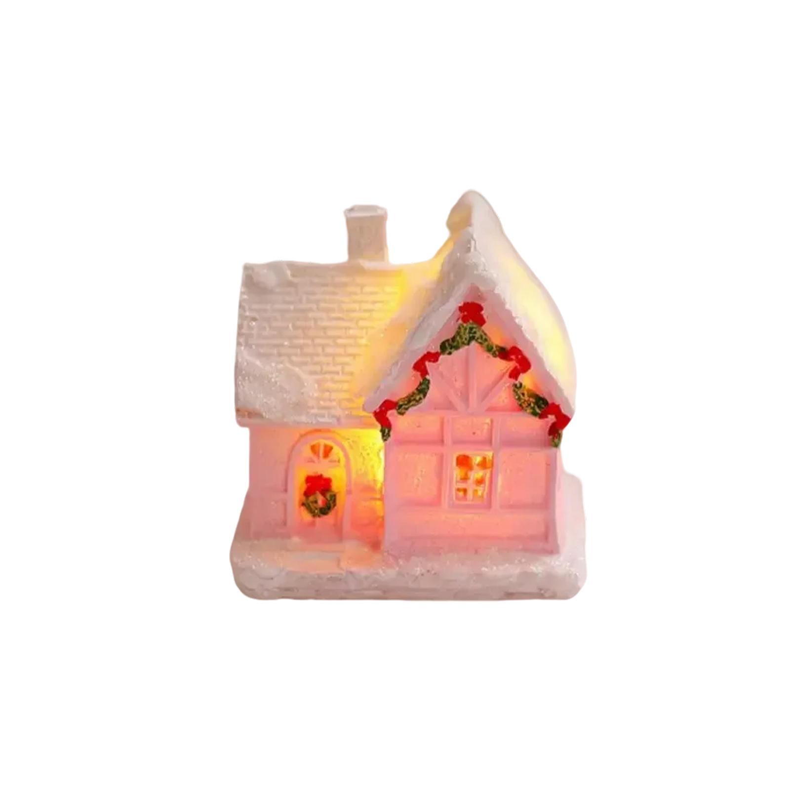 

Рождественские украшения смола маленький домик светодиодная подсветка микро смоляной домик маленькие украшения рождественский подарок One Size