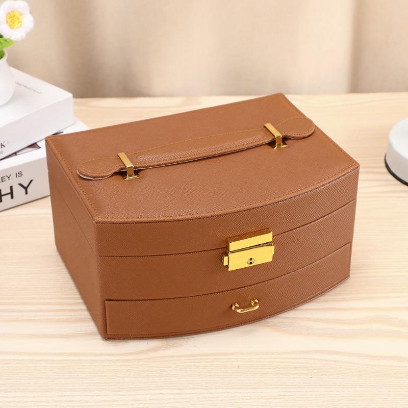 

1 шт. простая шкатулка для хранения ювелирных изделий, портативная, портативная шкатулка для ювелирных изделий, хранение серег, шкатулка для хранения ювелирных изделий и серег 20*16*10 коричневый