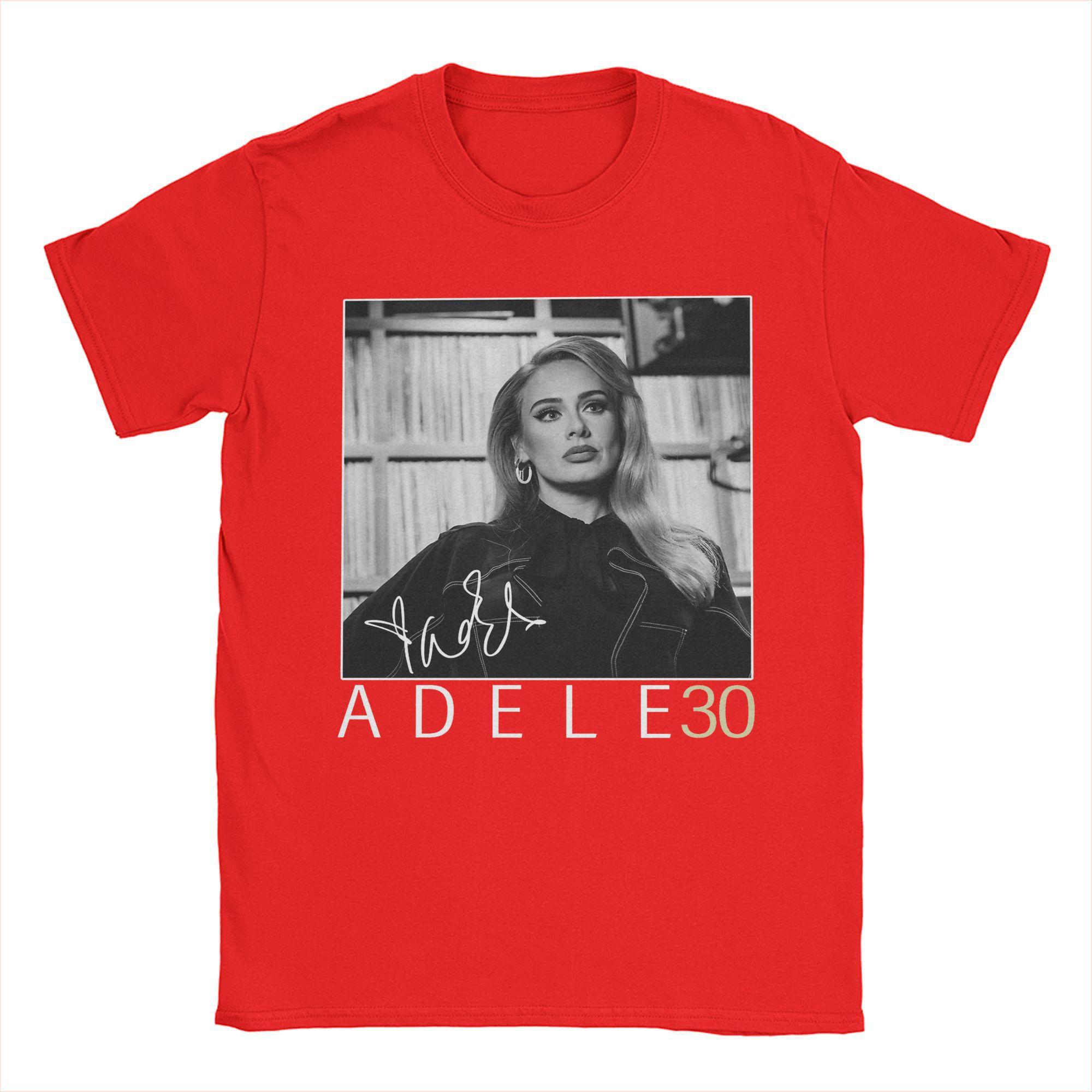 

Новинка Ювілейна футболка Adele для чоловіків Круглий виріз 100% бавовняна футболка Футболка з коротким рукавом 4XL 5XL Топи L червоний