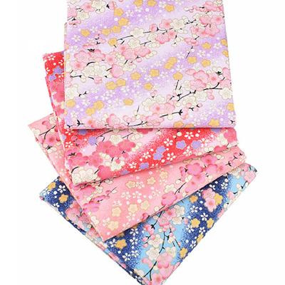 Misaki Japanisches Muster Stoffreste Japanischer Zuschnitt 24cm x 24cm Set, Floral, Metallisch, Baumwolle, Stoff, Tuch, Stilvoll, Handwerk, DIY, Handgefertigt,