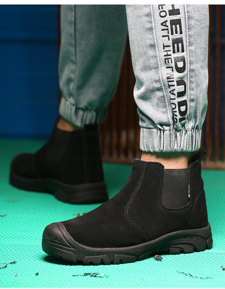 Zapatos de Trabajo de Ante Transpirables con Puntera de Acero para Hombre - Anti-Aplastamiento, Anti-Perforación, Anti-Deslizante, Ignífugo, Suela de Goma, Protección para Soldadura.