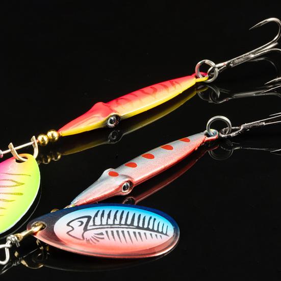 5Pcs 8.5CM/9G Inkfish Spinner Blade Lure with Hook Metal Spinnerbait Rotating Lure Freshwater Crap Bass Pike Walleye Fishing Accessories
