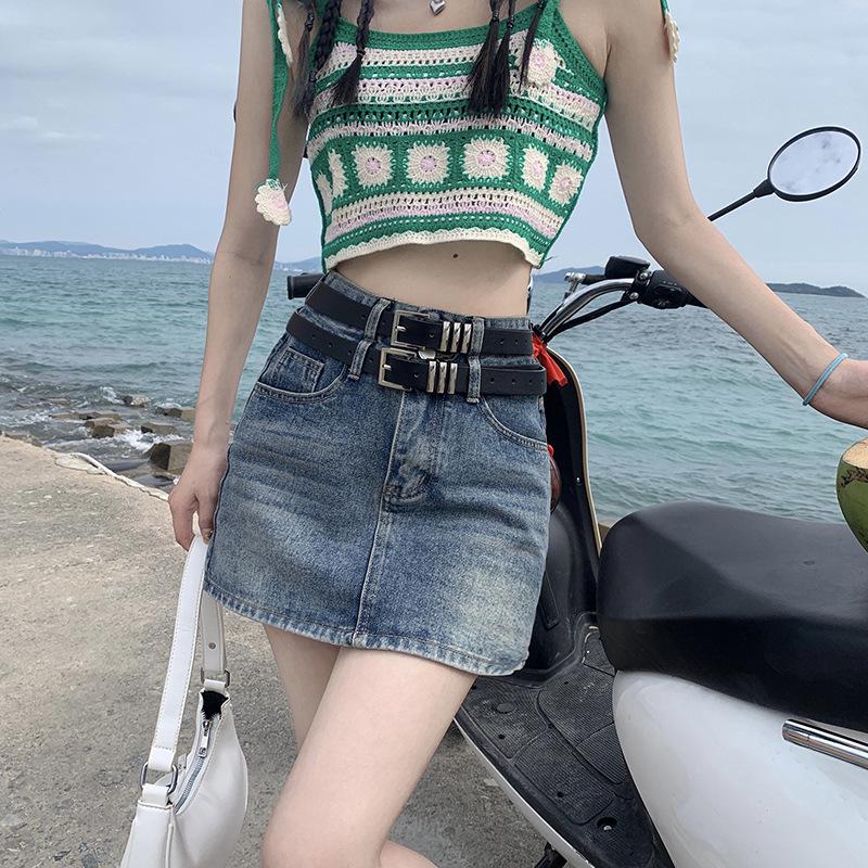 

Women s High Waist Denim Mini Skirt - Summer Bodycon A-Line Style M