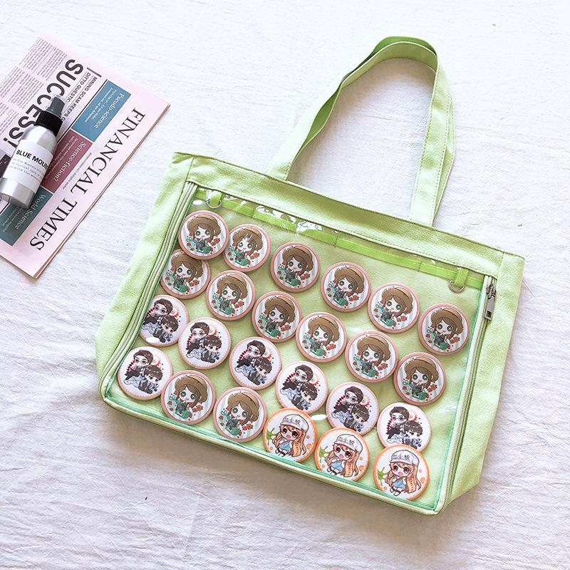 New Japanese canvas single-sided pain bag baby bag shoulder portable armpit bag bar pain doll animation two-dimensional bag