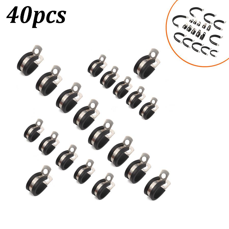

40 Pcs 1 Rubber Cushioned Insulated Cable Clamp Set For Wiring Rack Restoration