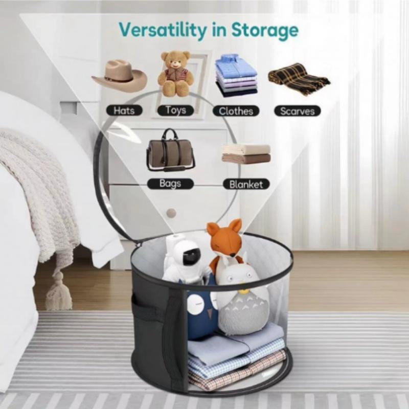 Hutaufbewahrungseimer Kleidung Hut Reiseorganizer Faltbare Rundkrempen-Hutaufbewahrungstasche mit Griff und Klarsichtfenster