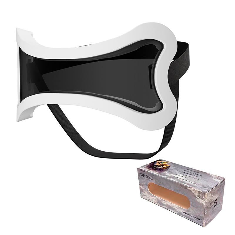 

Anlorr New pet glasses for small dogs, dog goggles, stylish windproof sunglasses#3033 White Frame Gray Piece